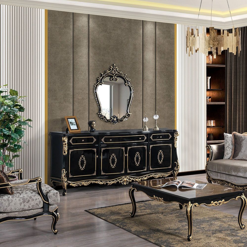 ACME Betria - Mirror - Gold & Black | Meri Furniture