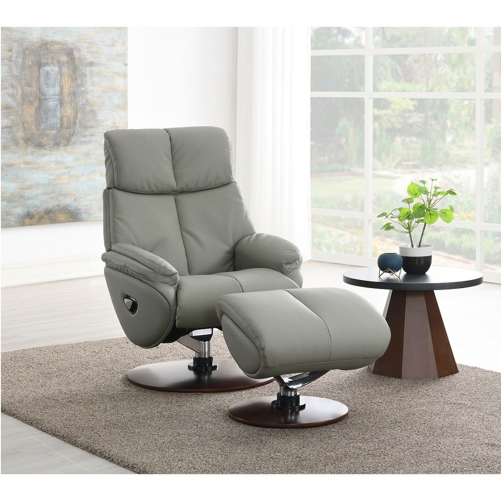 ACME Kandoro - Motion Accent Chair With Swivel & Ottoman - Gray And Brown | Meri Furniture
