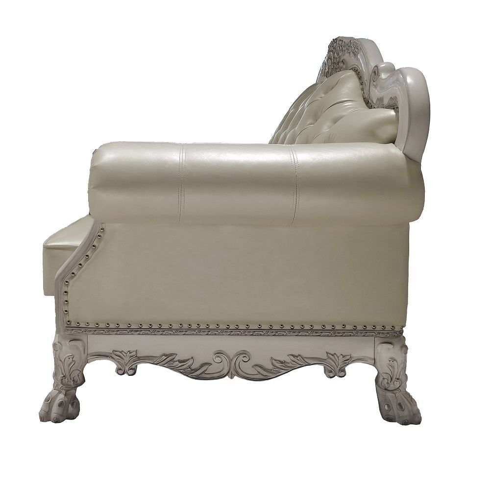 ACME Dresden Loveseat - PU & Bone White Finish | Meri Furniture