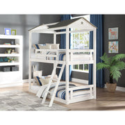 ACME Nadine - Cottage Twin Over Twin Bunk Bed - Weathered White & Washed Gray | Meri Furniture
