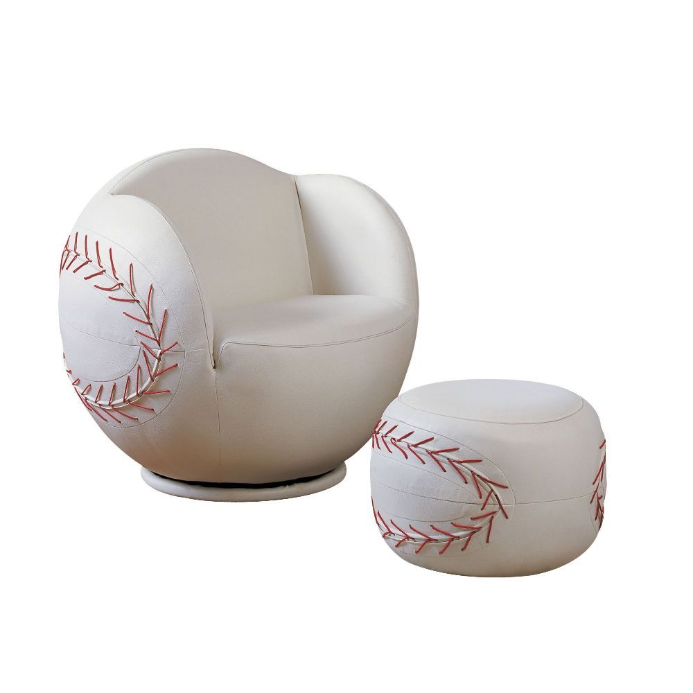 ACME Surprise your little fan with this All Star Swivel Chair and Ottoman. The comfortable and stylish swivel arm chair and matching ottoman are upholstered in durable and easy to clean upholstery. | Meri Furniture
