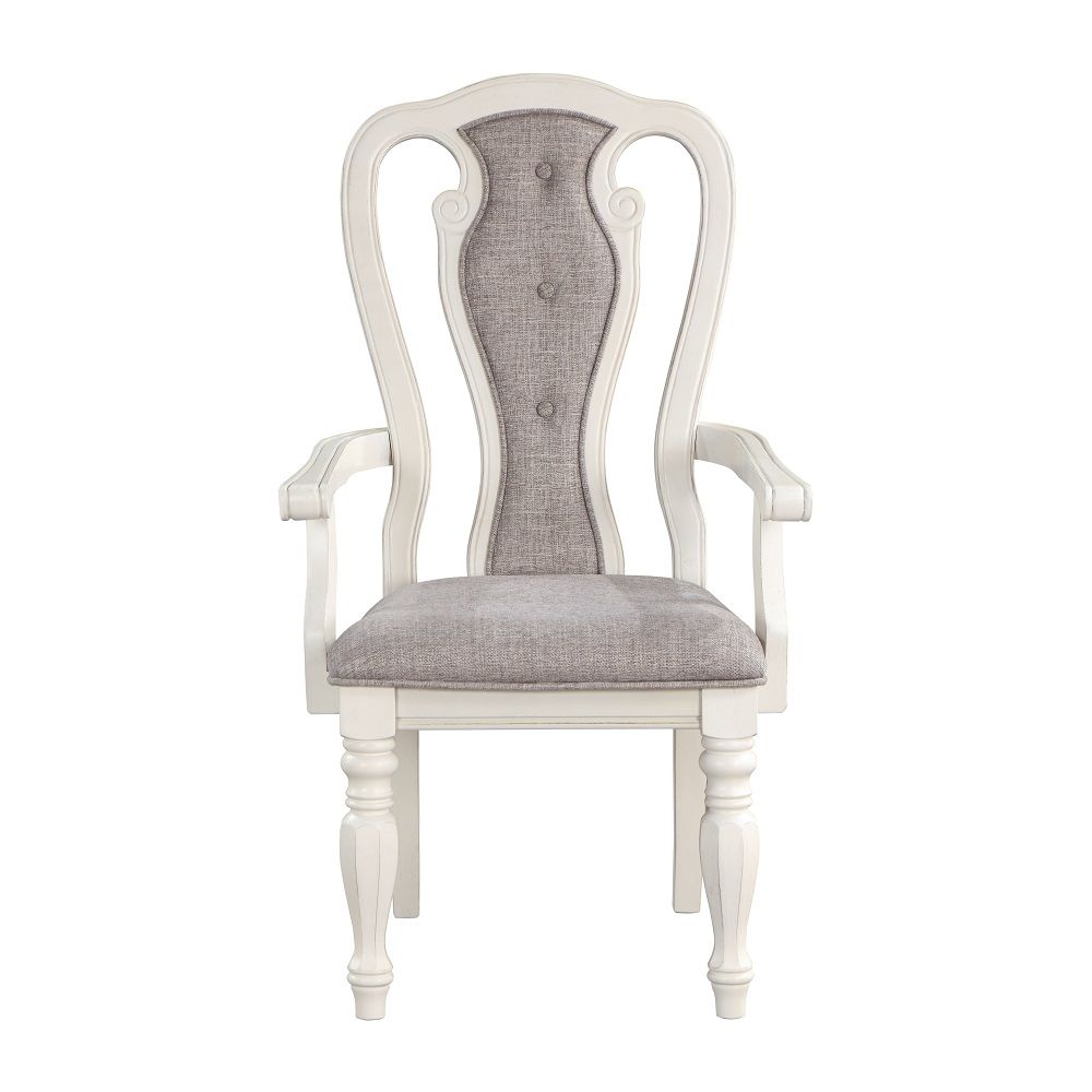 ACME Florian - Arm Chair (Set of 2) - Gray & Antique White | Meri Furniture