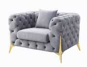ACME Jelanea - Chair - Gray Velvet & Gold Finish - 30" | Meri Furniture