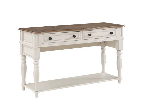 ACME Florian - Sofa Table - Oak & Antique White Finish | Meri Furniture