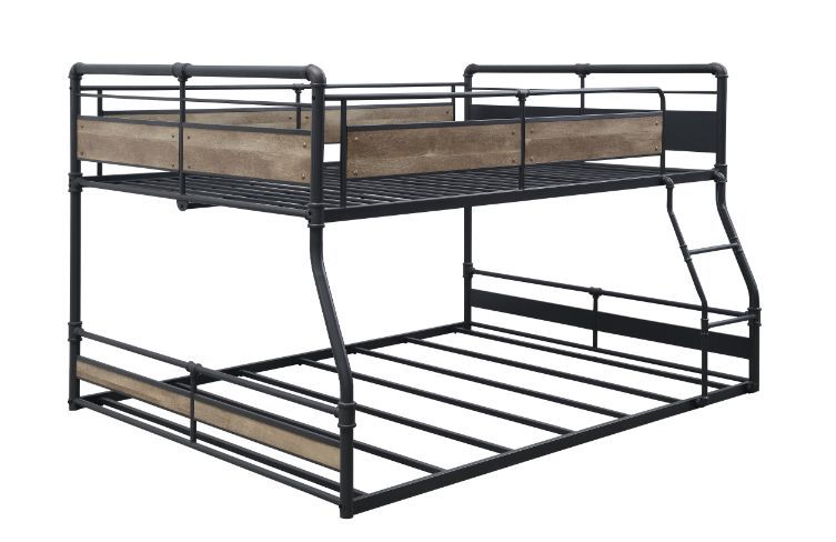 ACME Cordelia - Bunk Bed - Antique Oak, Sandy Black & Dark Bronze Hand-Brushed Finish | Meri Furniture