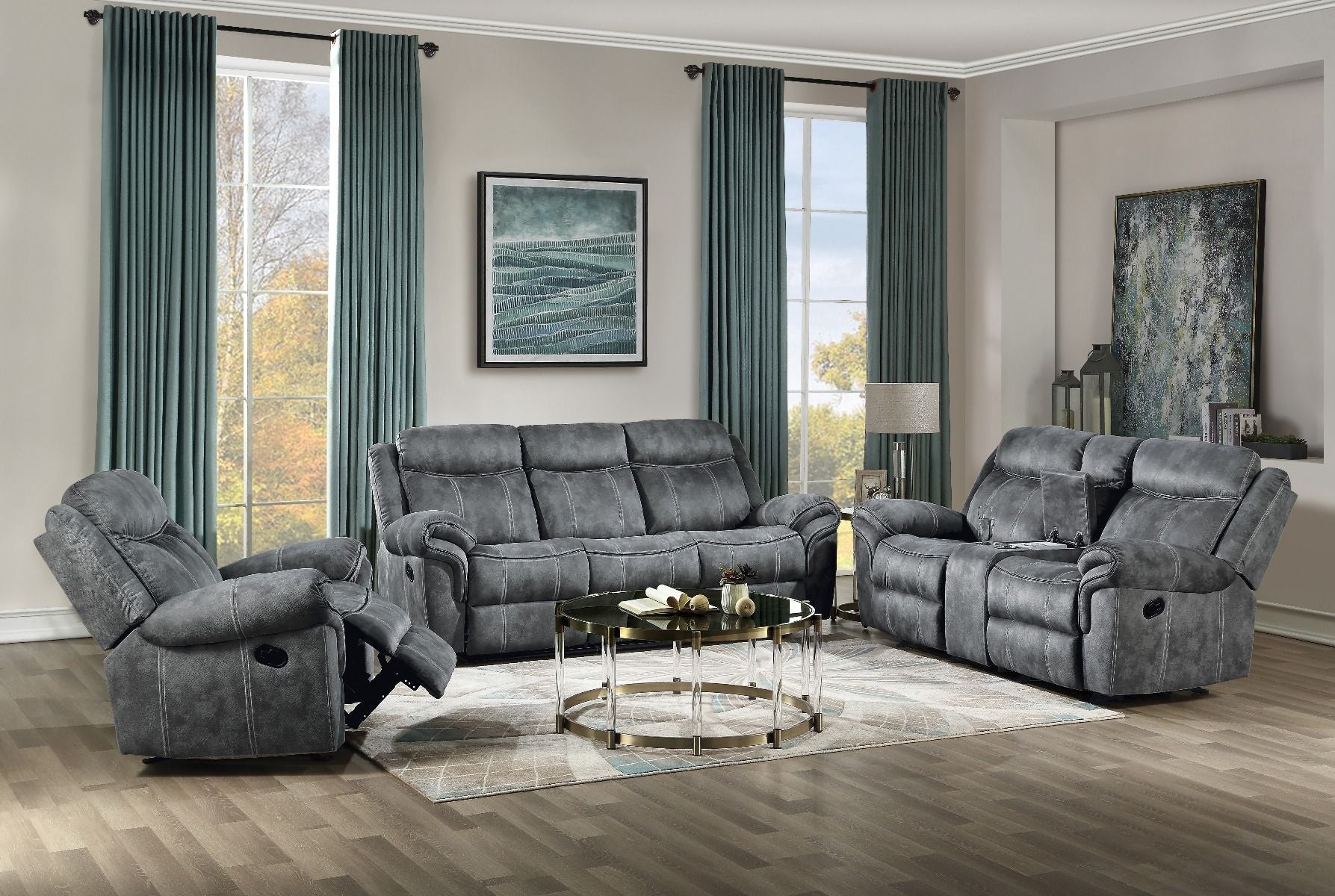 ACME Zubaida - Loveseat w/USB Dock & Console (Glider & Motion) | Meri Furniture