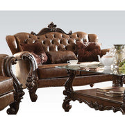 ACME Versailles - Loveseat - 2-Tone Light Brown PU & Cherry Oak | Meri Furniture