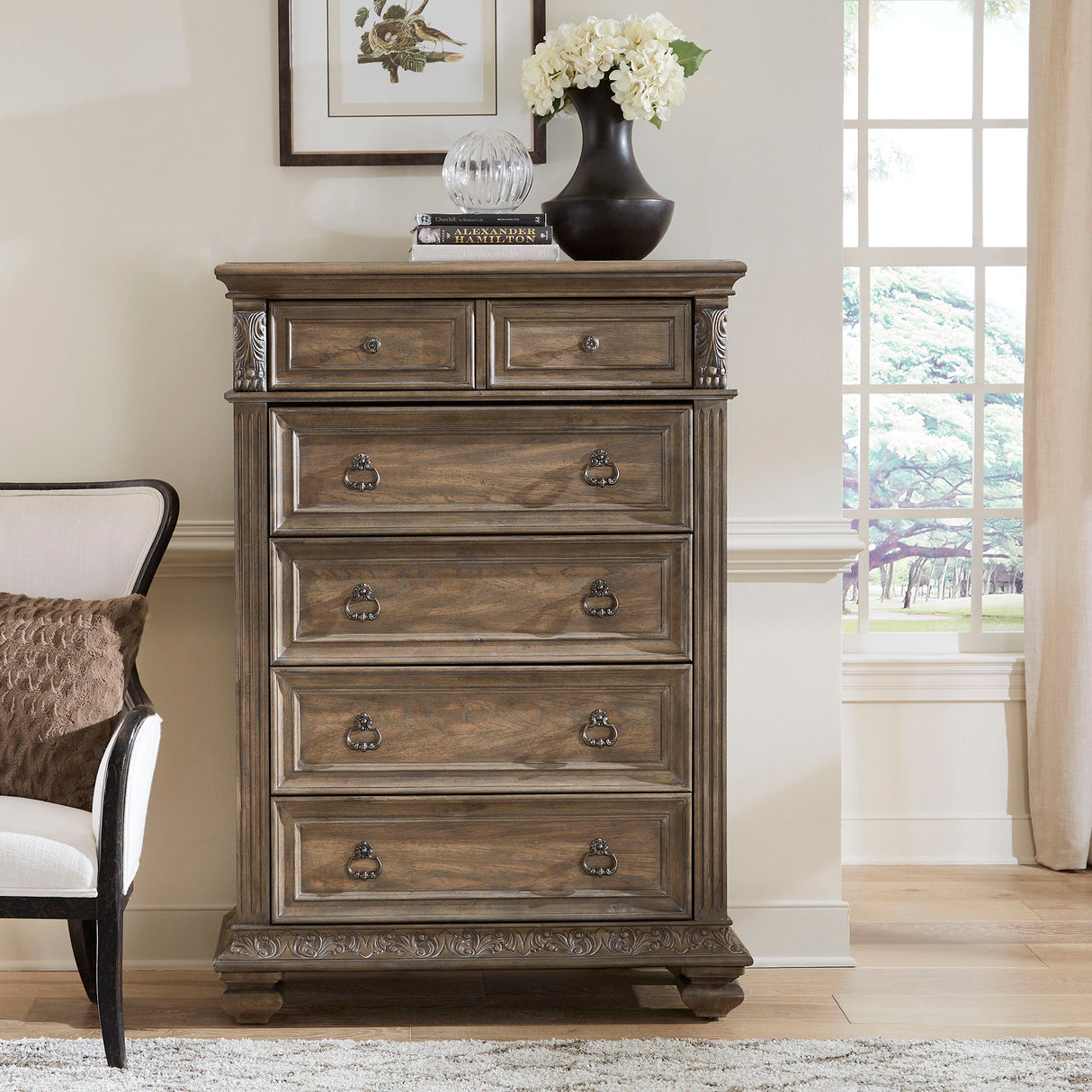 Liberty Furniture Carlisle Court - 5 Drawer Chest - Medium Brown | Meri Furniture