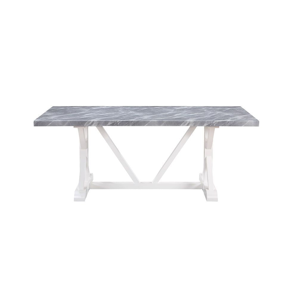 ACME Hollyn - Dining Table With Engineering Stone Top - White | Meri Furniture