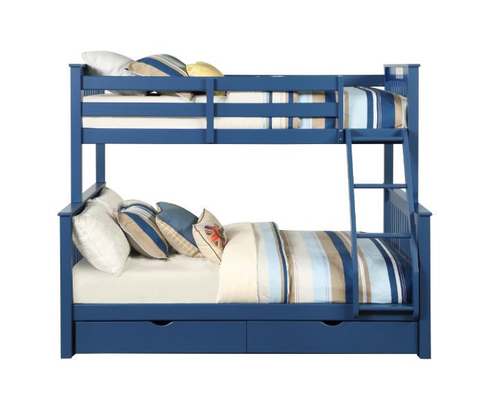 ACME Harley II - Twin Over Full Bunk Bed - Navy Blue Finish | Meri Furniture