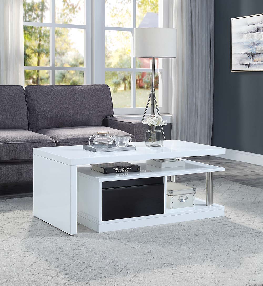ACME Buck II - Coffee Table - White & Black High Gloss Finish | Meri Furniture