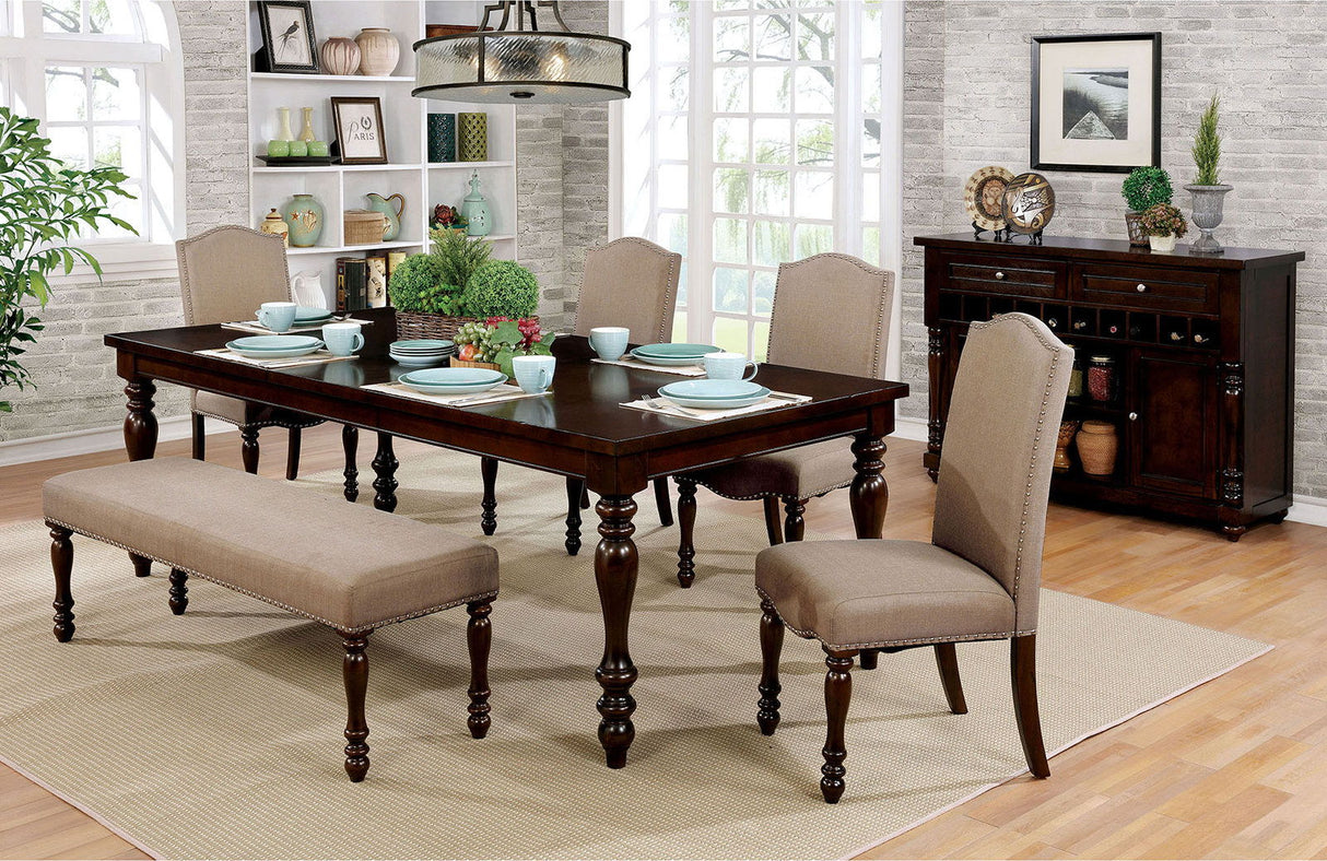 Furniture of America Hurdsfield - Bench - Antique Cherry / Beige | Meri Furniture