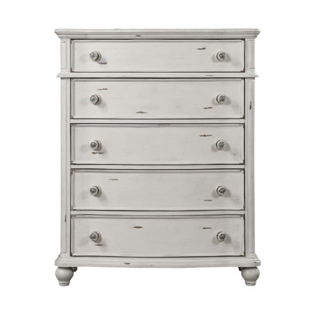 ACME Jaqueline - Chest - Light Gray Linen & Antique White Finish | Meri Furniture