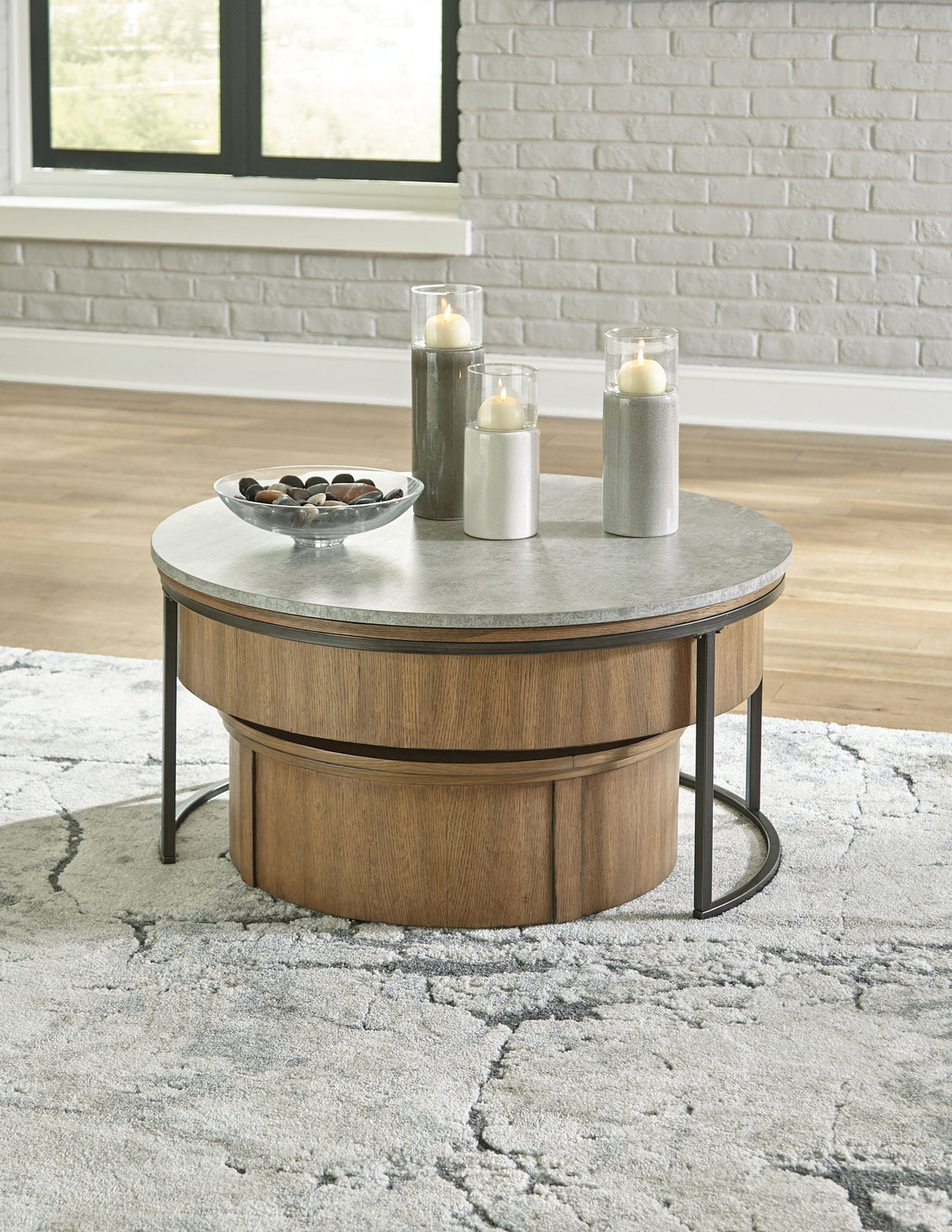 Signature Design by Ashley® Fridley - Gray / Brown / Black - Nesting Cocktail Tables (Set of 2) | Meri Furniture