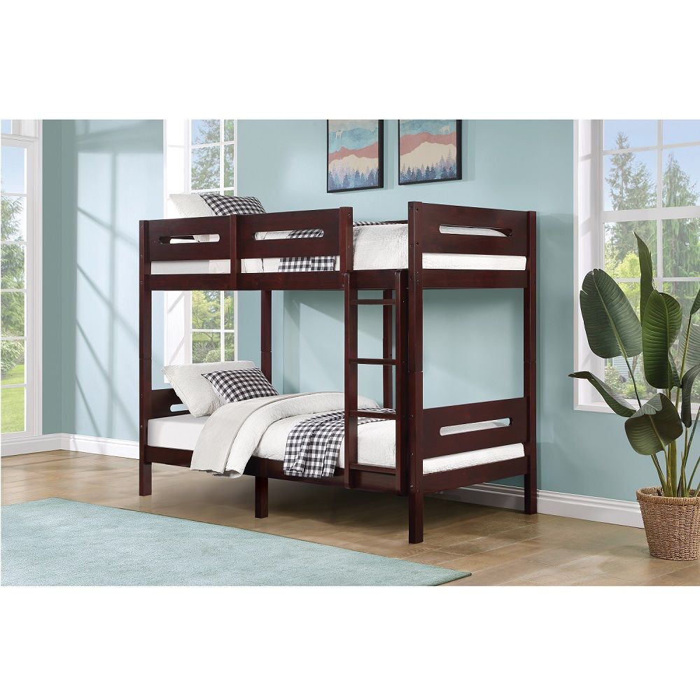 ACME Nissa - Twin Over Twin Bunk Bed - Espresso | Meri Furniture