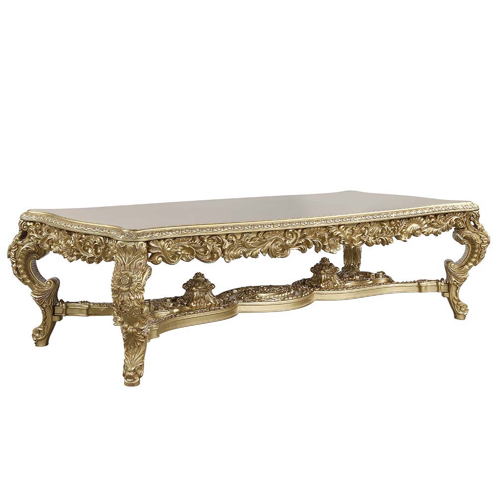 ACME Bernadette - Dining Table - Gold Finish - 31" | Meri Furniture