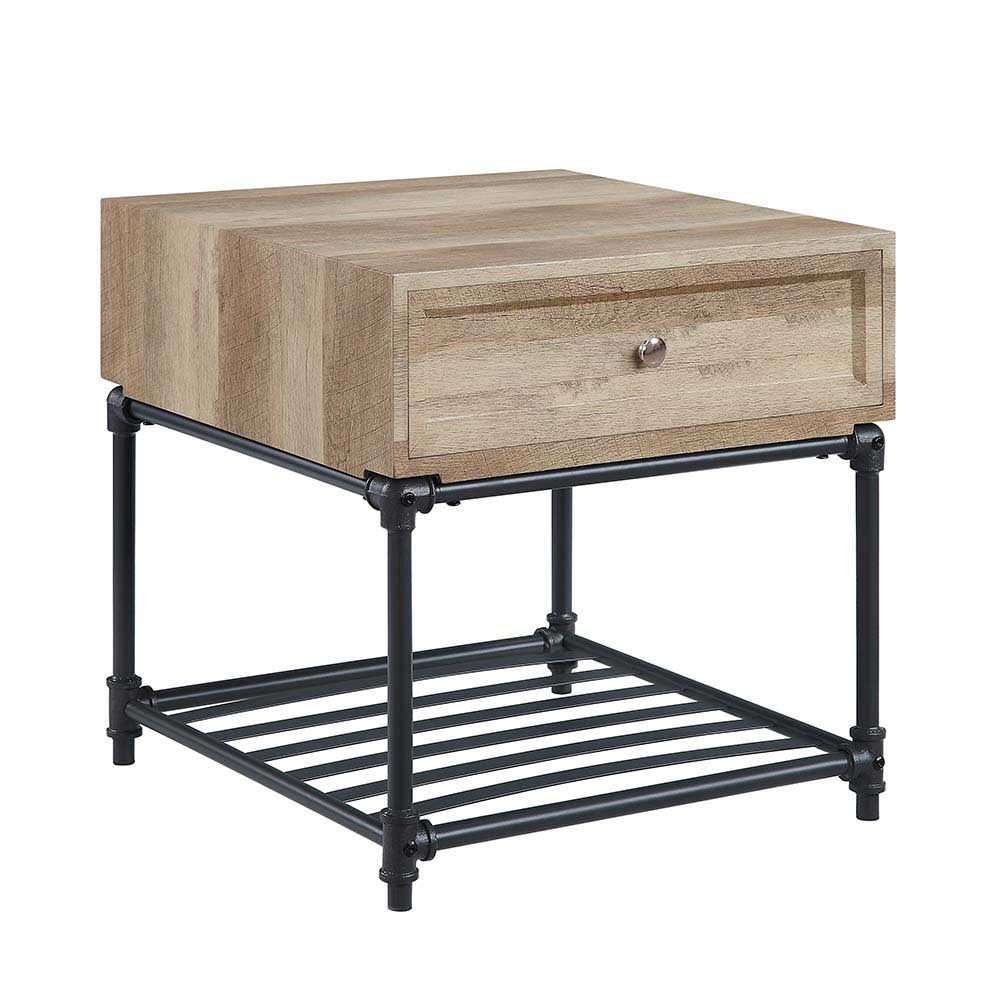 ACME Brantley - End Table - Oak & Sandy Black Finish - 22" | Meri Furniture