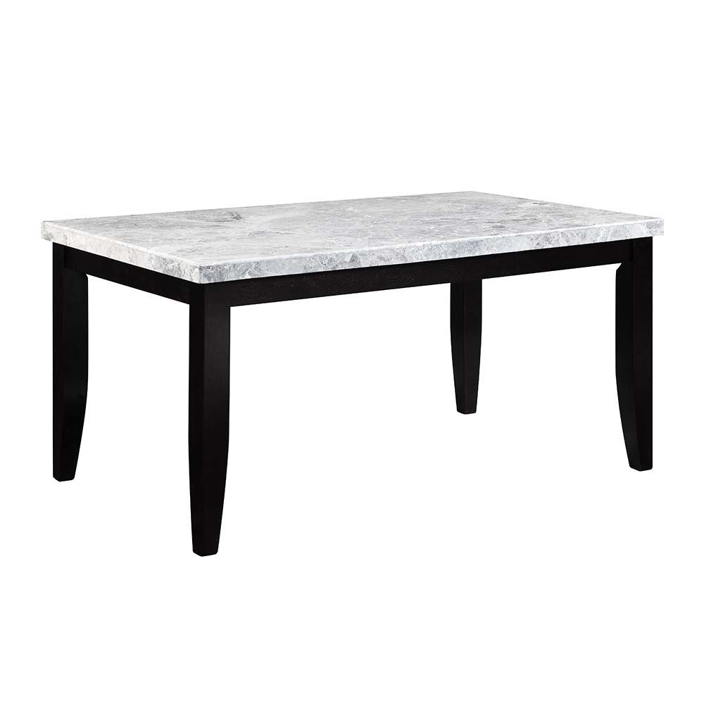 ACME Hussein - Dining Table With Marble Top - Marble & Black Finish | Meri Furniture