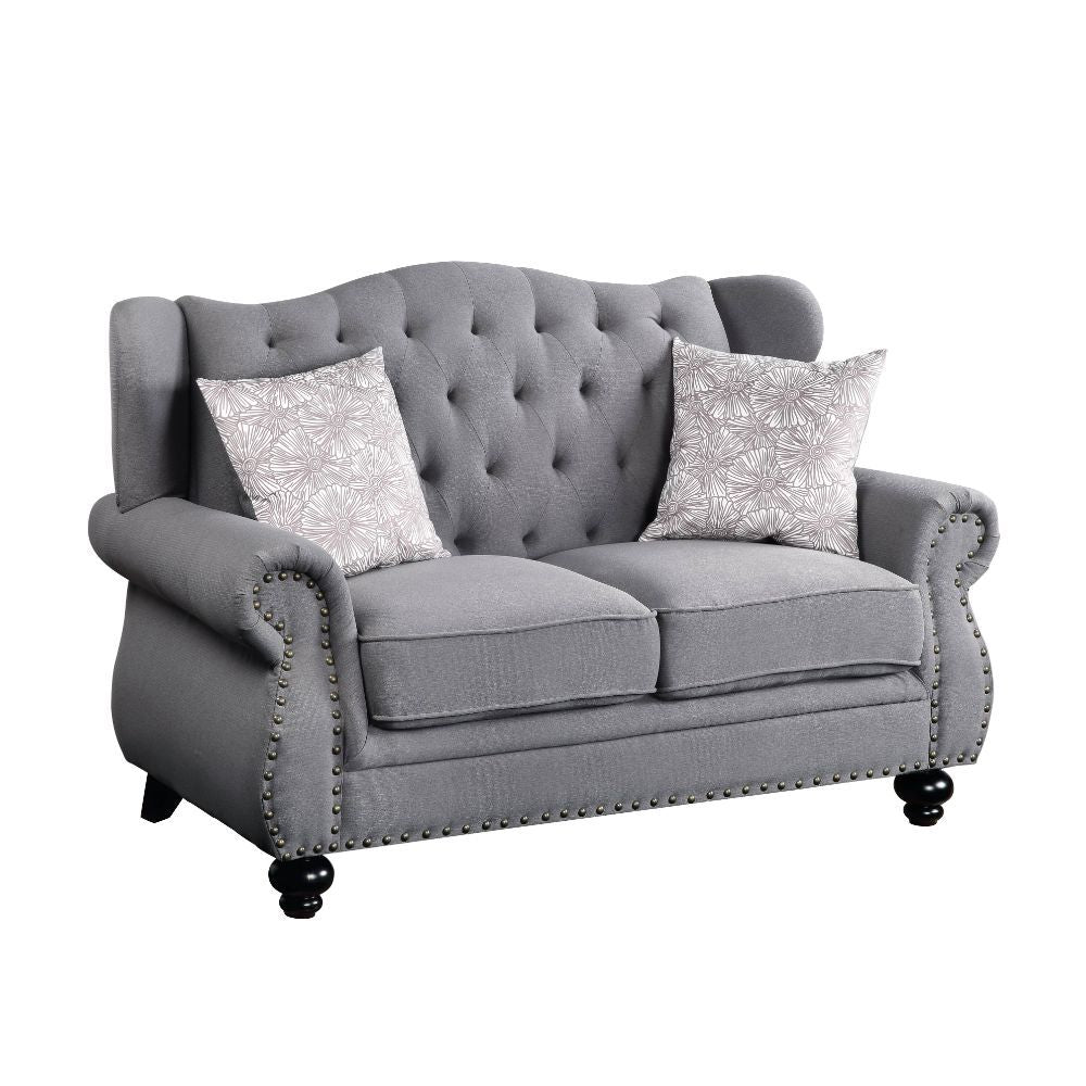 ACME Hannes - Loveseat - Gray Fabric | Meri Furniture