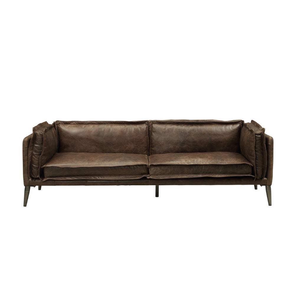 ACME Porchester - Sofa - Distress Chocolate Top Grain Leather | Meri Furniture