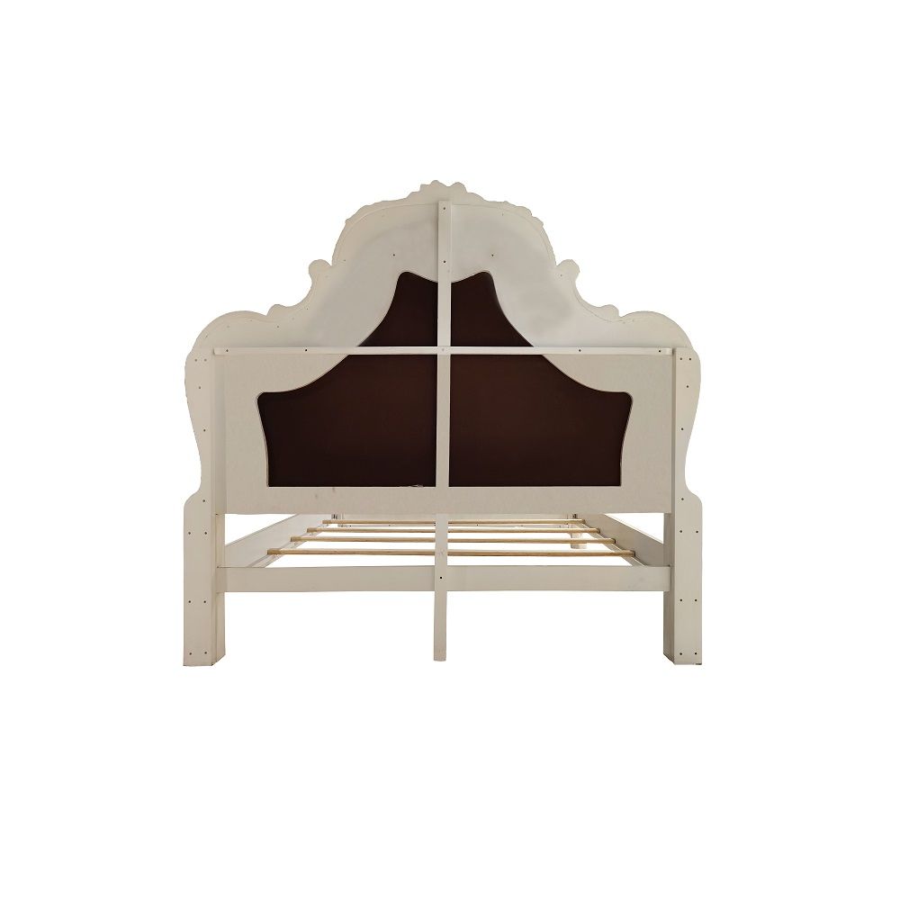 ACME Dresden - Queen Upholstered Bed - Bone White Finish | Meri Furniture