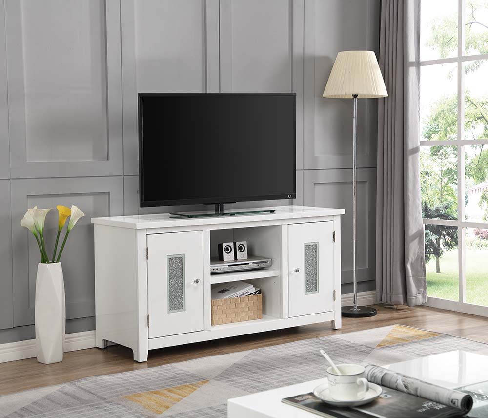 ACME Elizaveta - TV Stand - White High Gloss Finish | Meri Furniture