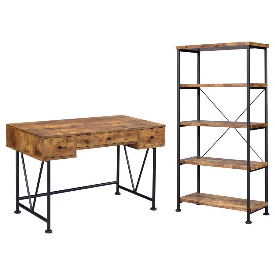 Coaster Fine Furniture Analiese - 2 Piece Computer Desk Bookcase Set - Rustic Nutmeg | Meri Furniture