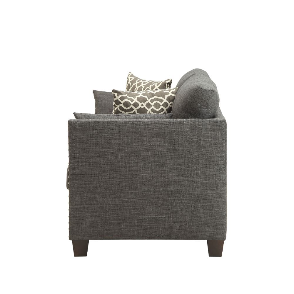 ACME Laurissa - Loveseat - Light Charcoal Linen | Meri Furniture