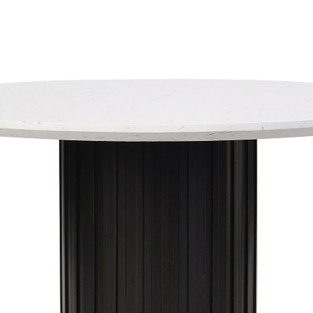 ACME Jaramillo - Round Dining Table With Engineered Marble Top - Black | Meri Furniture