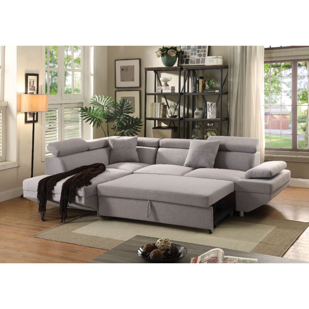 ACME Jemima - Sectional Sofa - Gray Fabric | Meri Furniture