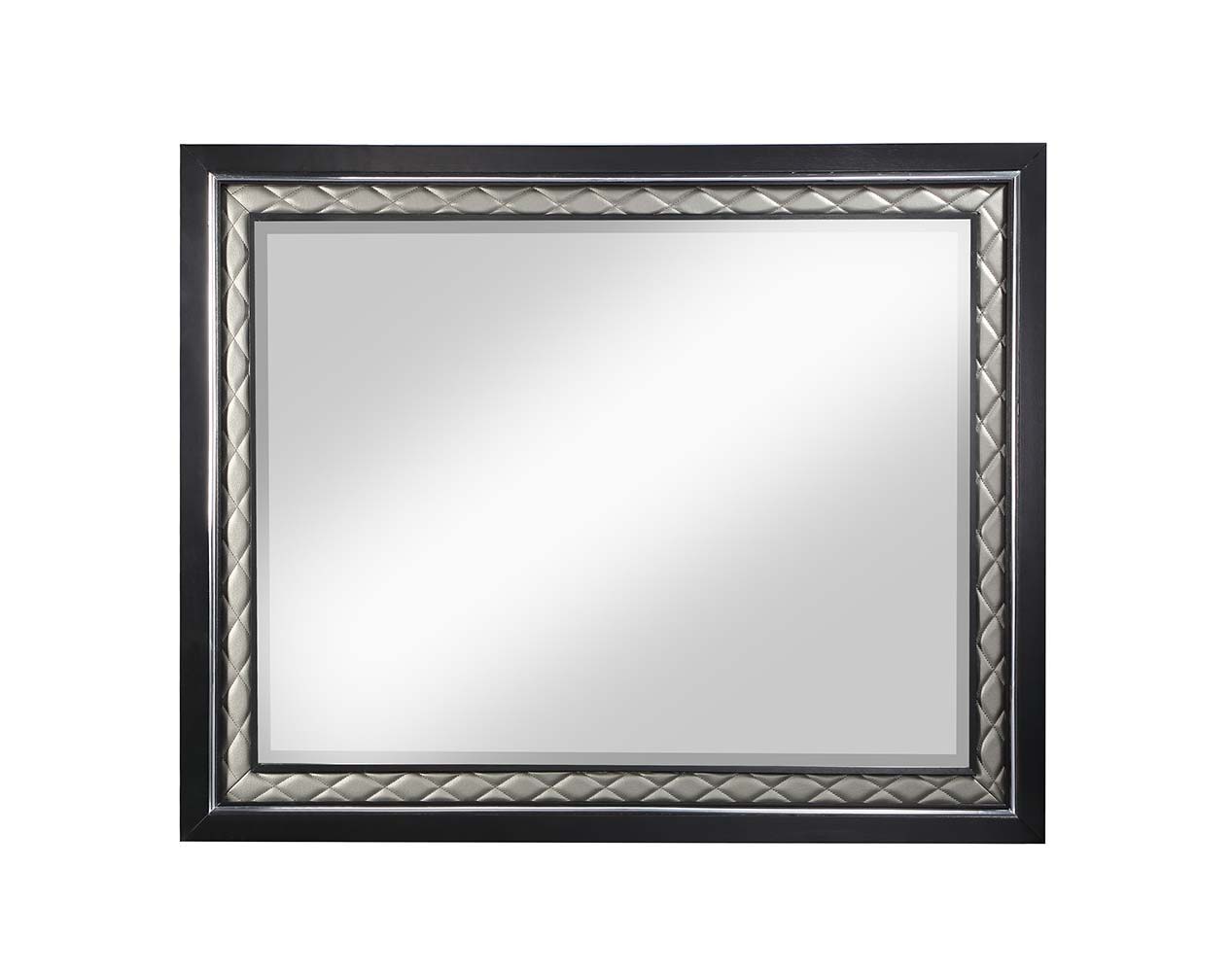 ACME Nicola - Mirror - Silver PU & Black Finish | Meri Furniture