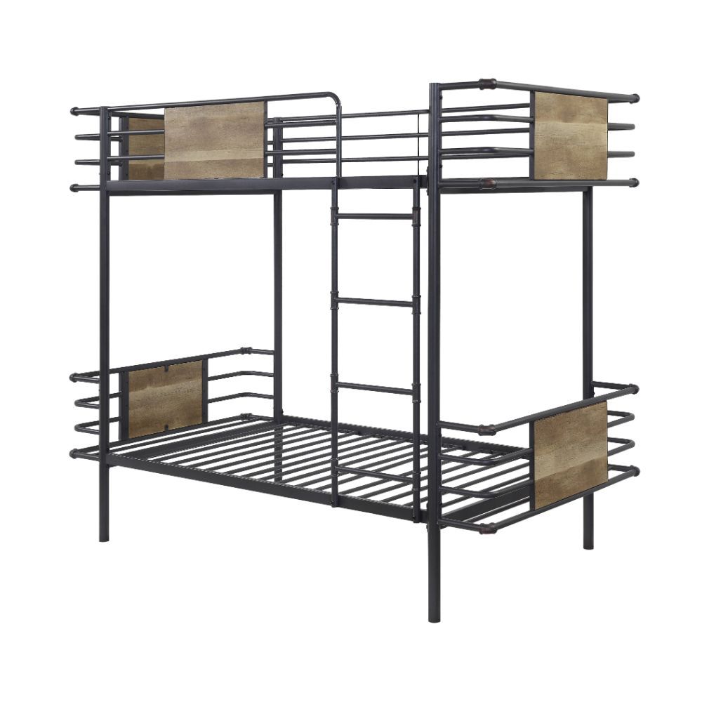 ACME Deliz - Twin Over Twin Bunk Bed - Gunmetal | Meri Furniture