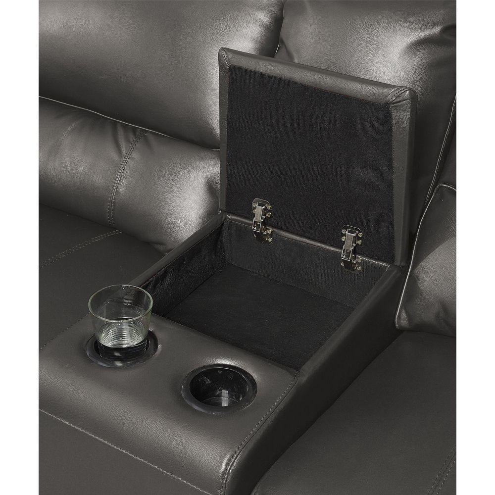 ACME Saul - Sectional Sofa - Gray Leather-Aire | Meri Furniture