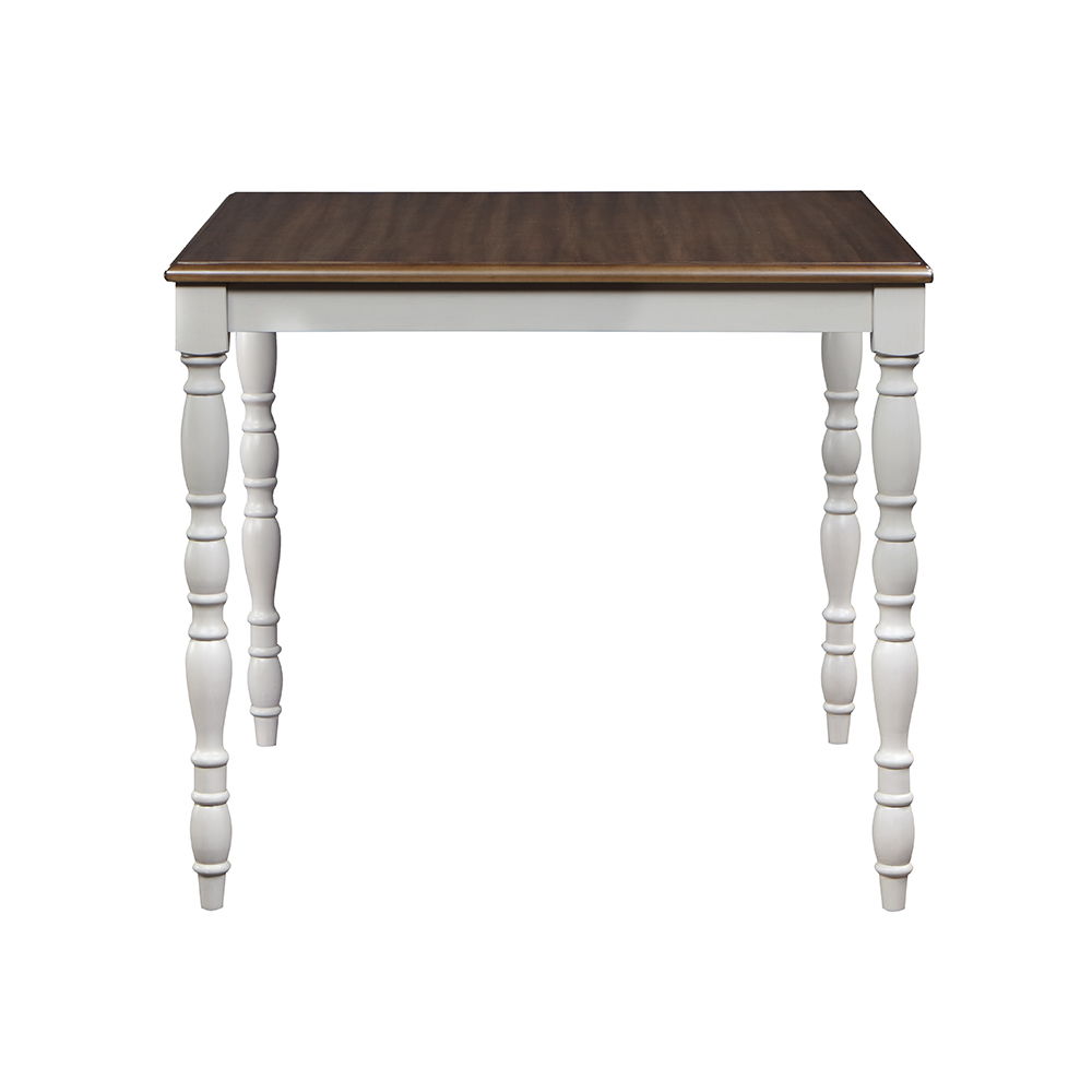 ACME Bettina - Counter Height Table Set (5 Piece) - Beige Fabric, Antique White & Weathered Oak | Meri Furniture