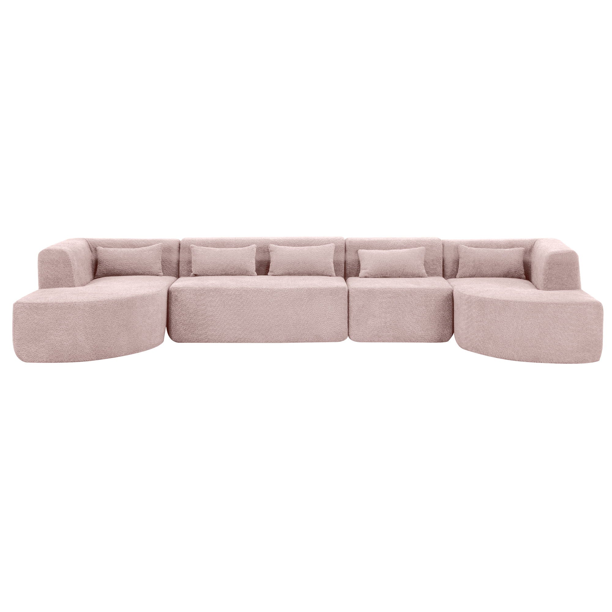 Upholstered Sofa Free Combined Sofa Couch With 2 Chaise Lounge And Five Back Pillows For Living Room