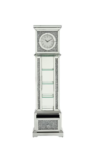 Noralie - 63" Standing Grandfather Clock With LED - Mirrored & Faux Diamonds