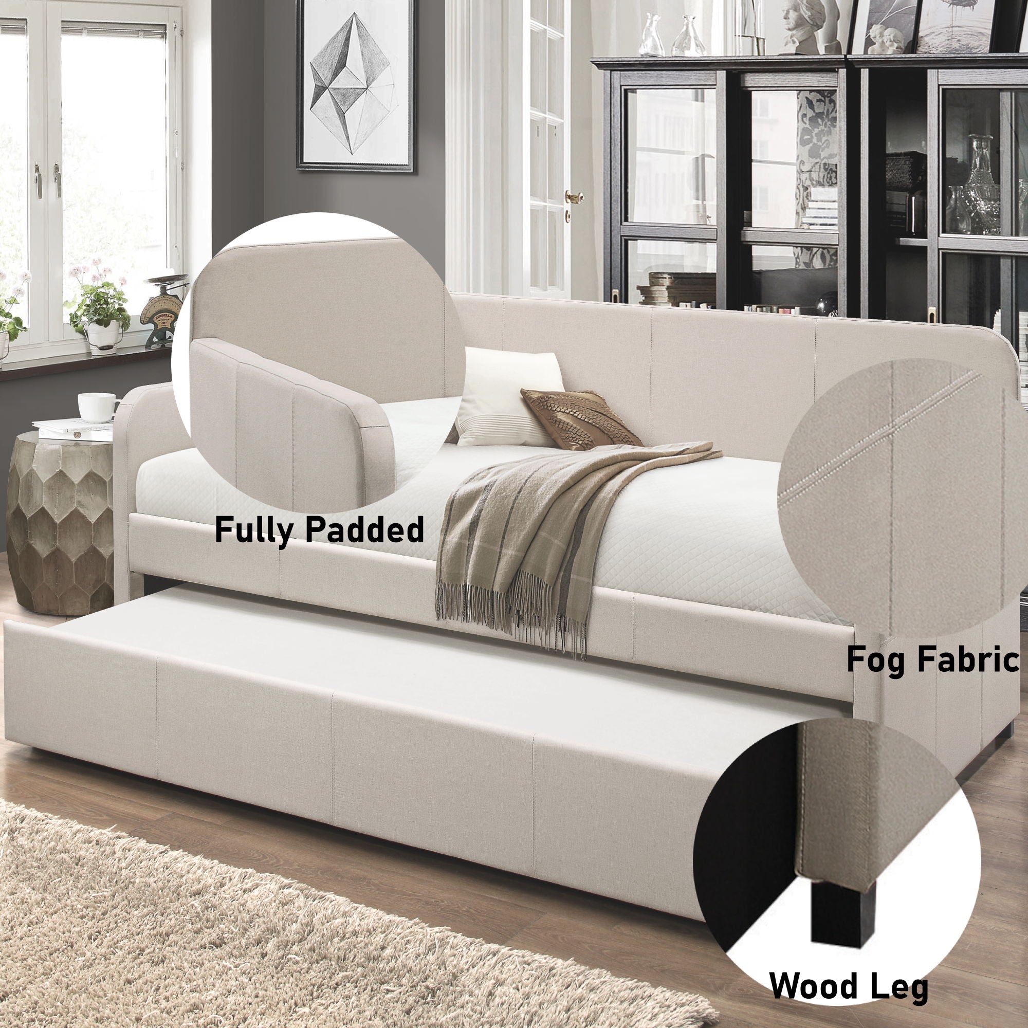 Jagger - Twin Daybed With Trundle - Fog