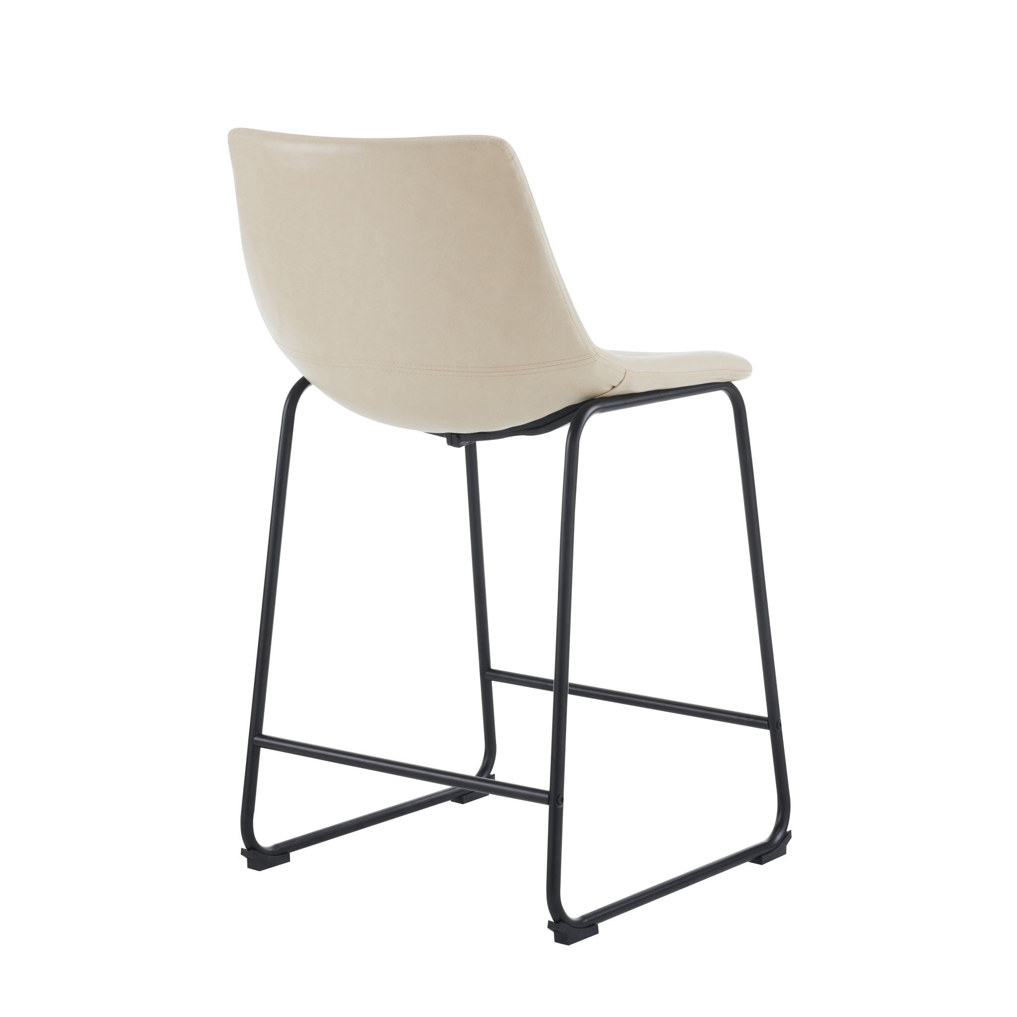 Vintage Style Armless Industrial Counter Stool With Metal Legs And Footrest For Kitchen Island, Cafe, Pub, Bar Counter (Set of 2) - Cream / Black