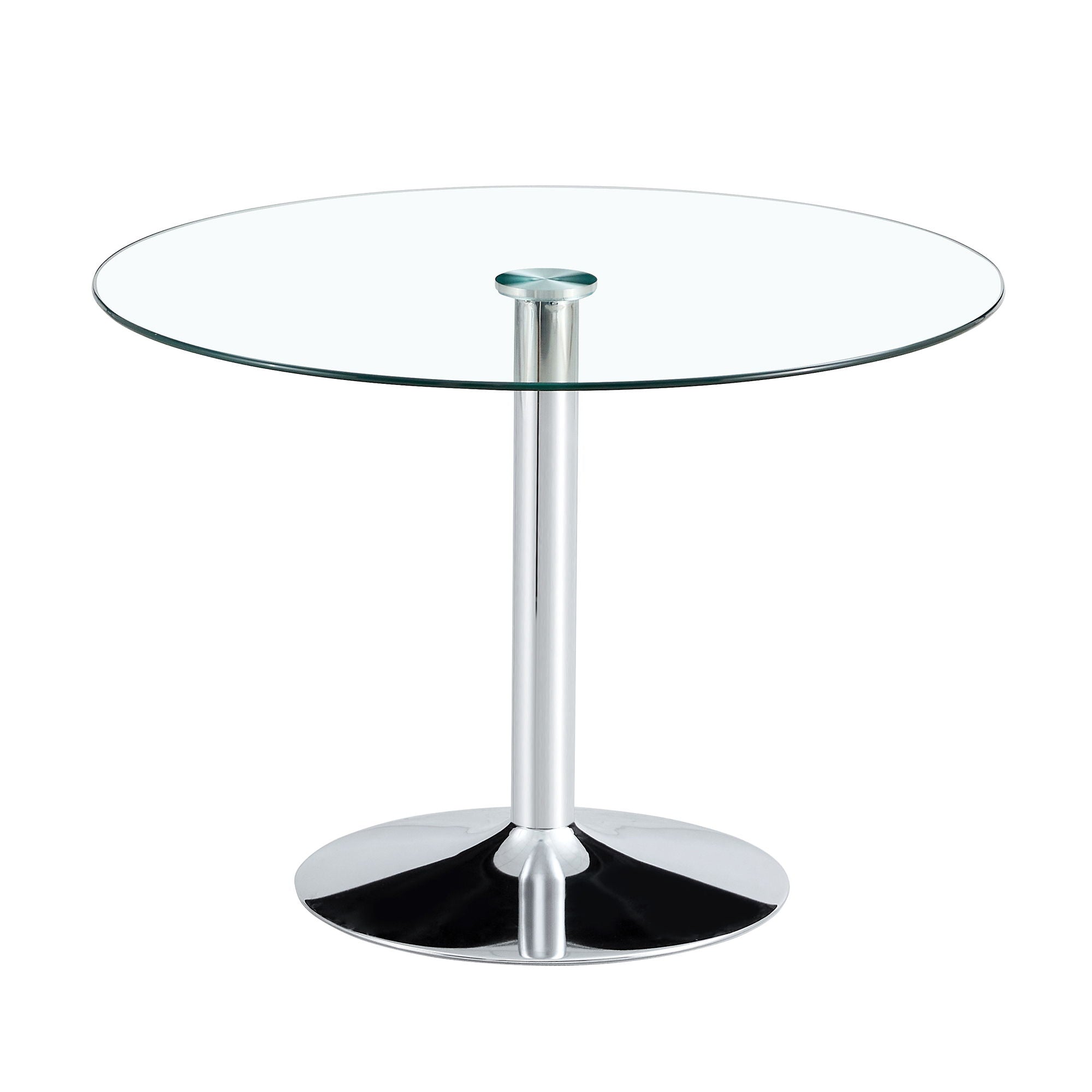 Modern Minimalist Circular Dining Table With Glass Top And Electroplated Metal Legs For Restaurants And Living Rooms - Silver / Transparent