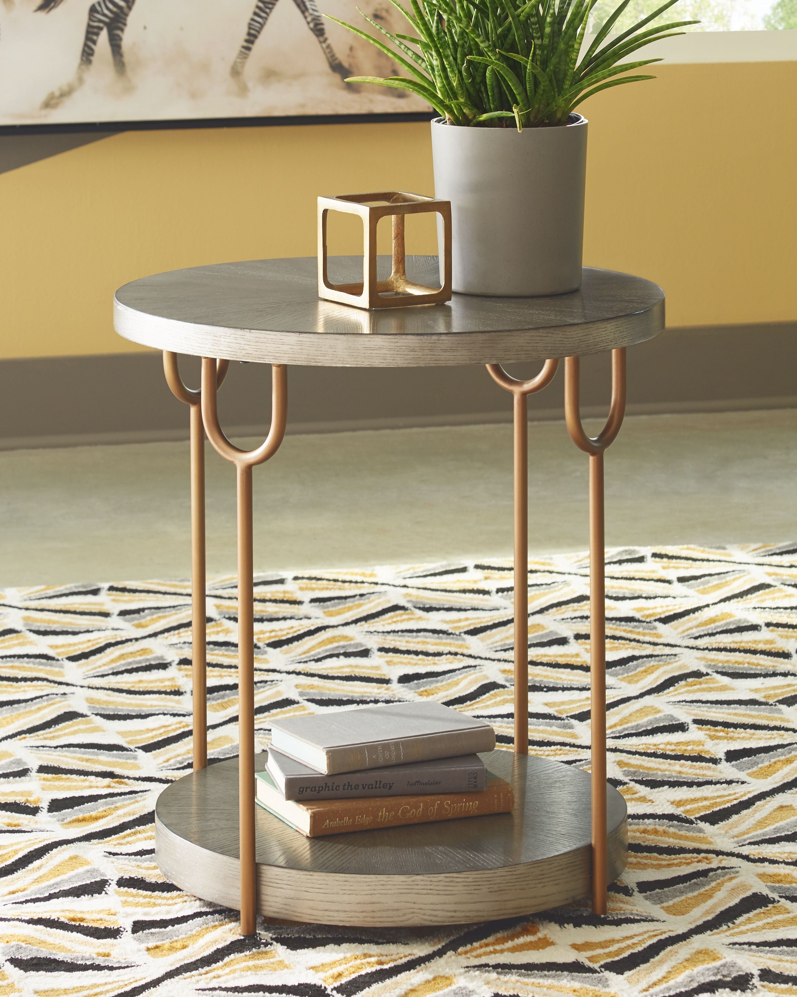 Signature Design by Ashley® Ranoka - Platinum - Round End Table | Meri Furniture