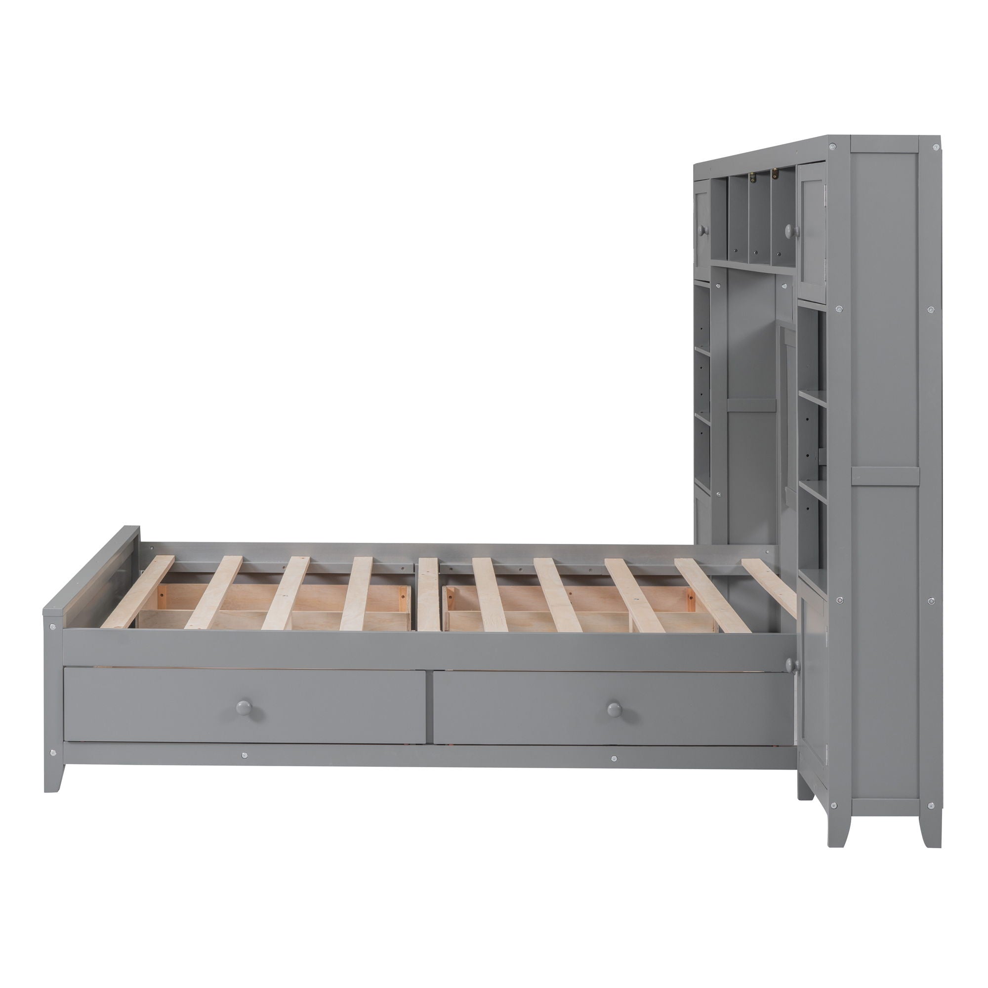 Bed With All In One Cabinet And Shelf