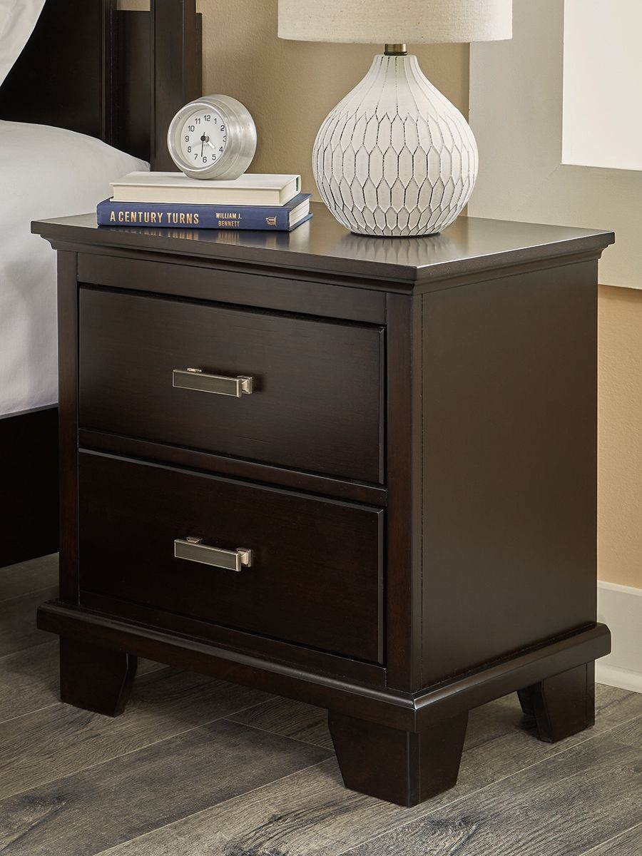 Signature Design by Ashley® Covetown - Dark Brown - Two Drawer Night Stand | Meri Furniture