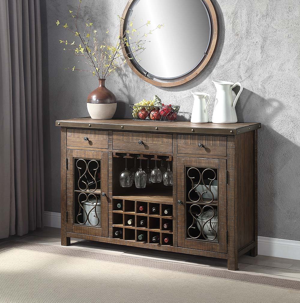 ACME Raphaela - Server - Weathered Cherry Finish | Meri Furniture