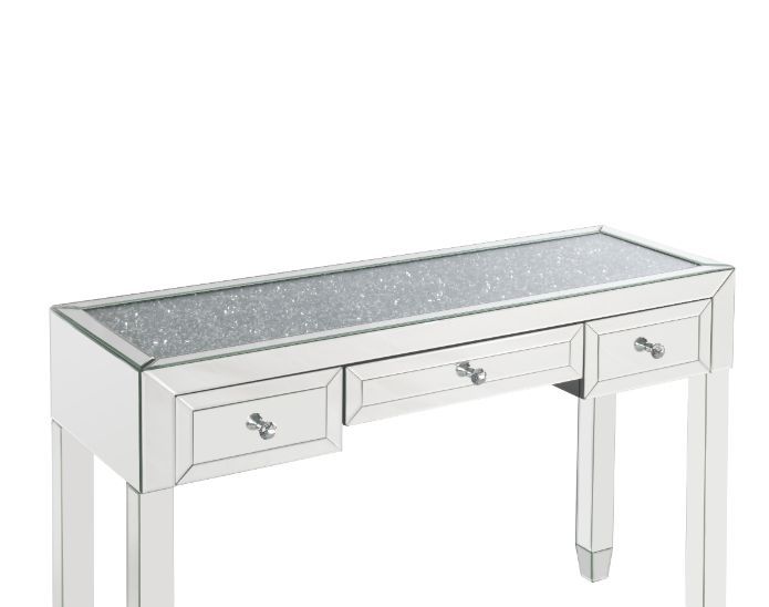 ACME Noralie - Writing Desk - Mirrored & Faux Diamonds - 32" | Meri Furniture