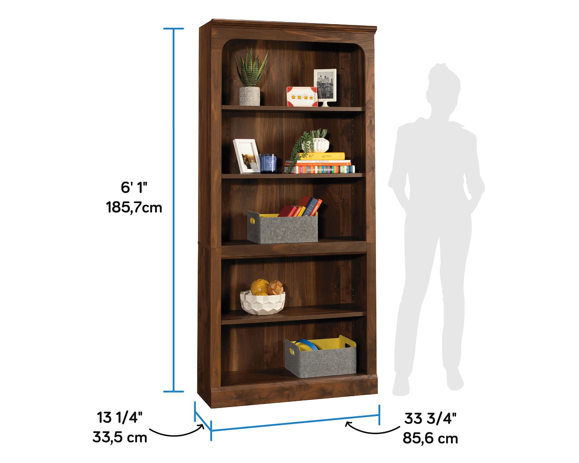 5-Shelf Bookcase in Grand Walnut