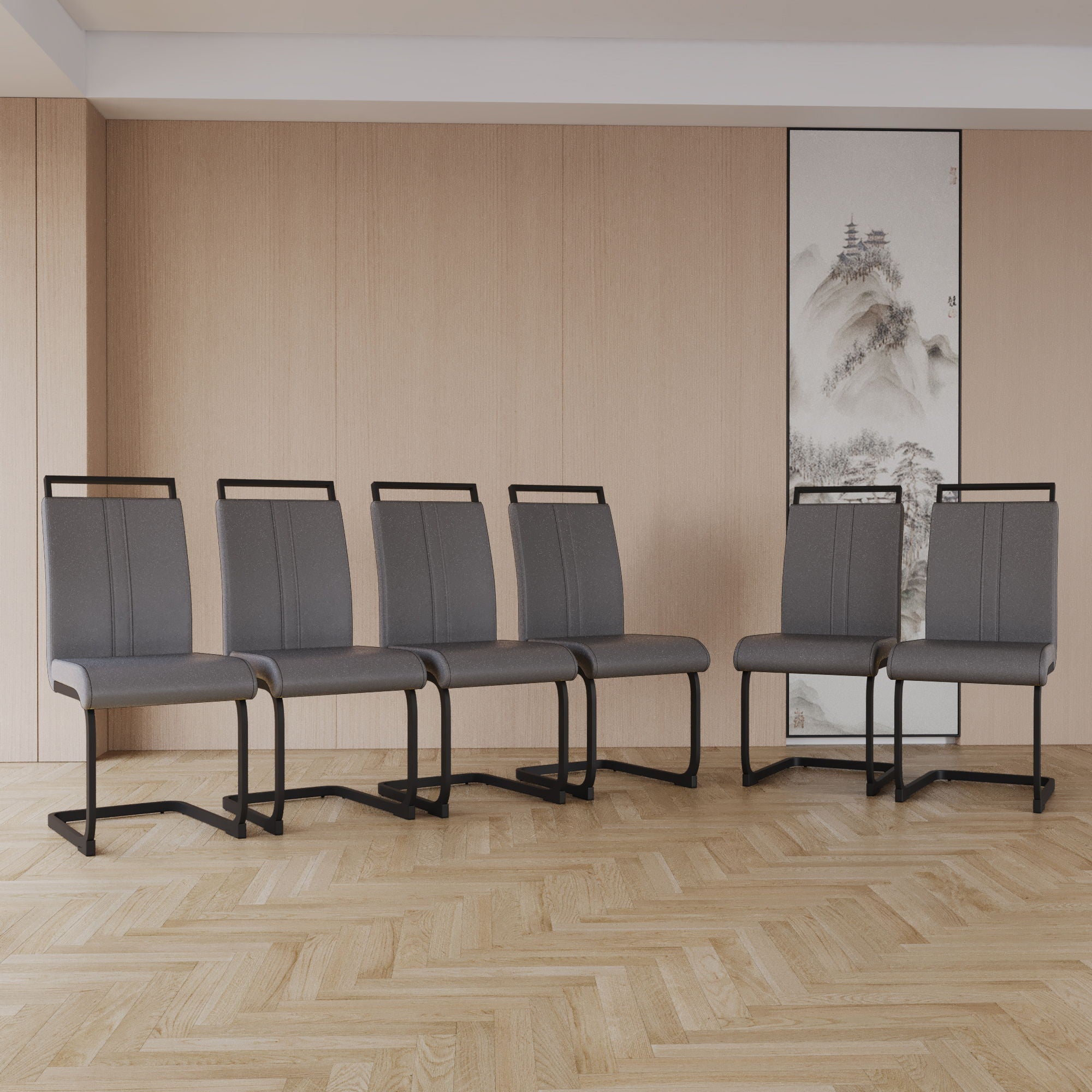 Modern Dining Chairs With High Back Upholstered Design Metal Legs