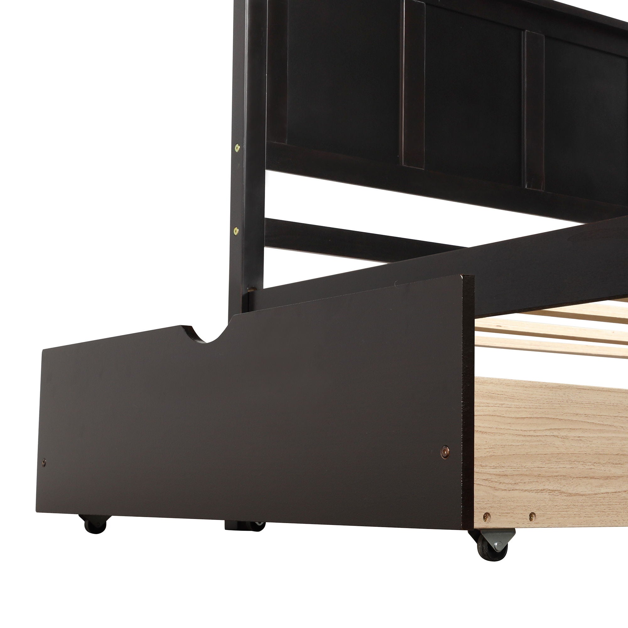 Platform Storage Bed With 2 Wheel Base Drawers