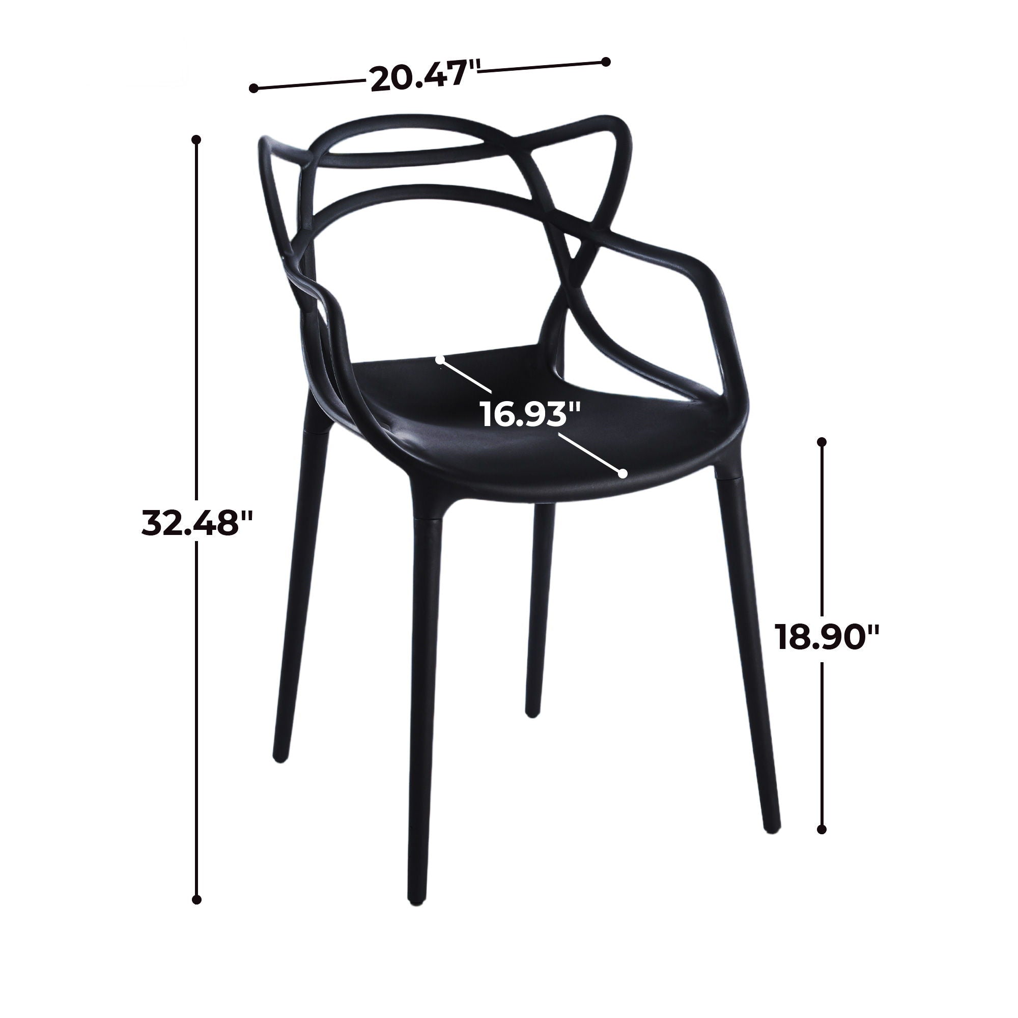 Dining Chair (Set of 4) - Black - Plastic
