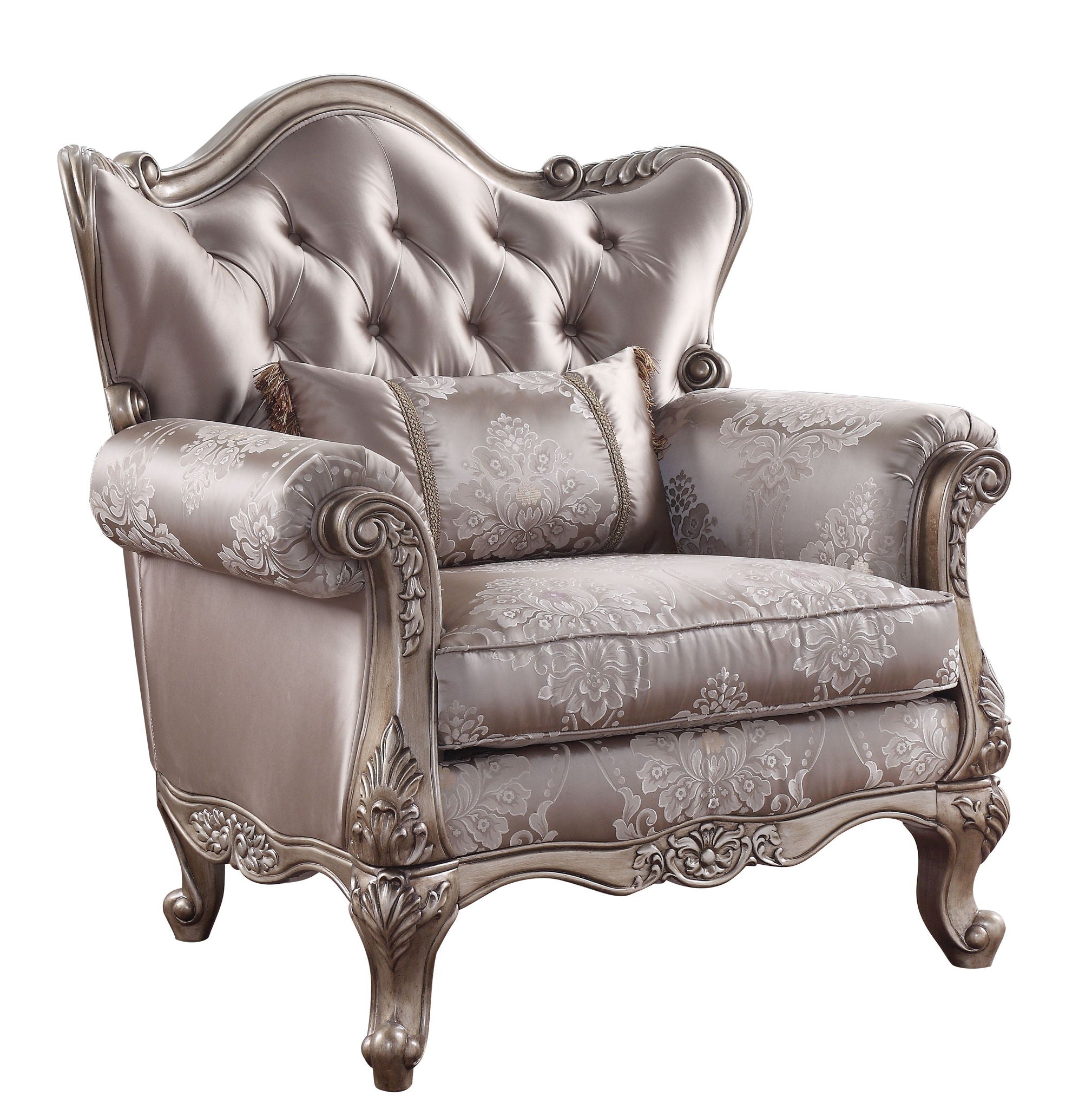 Jayceon - Chair With Pillow - Fabric & Champagne
