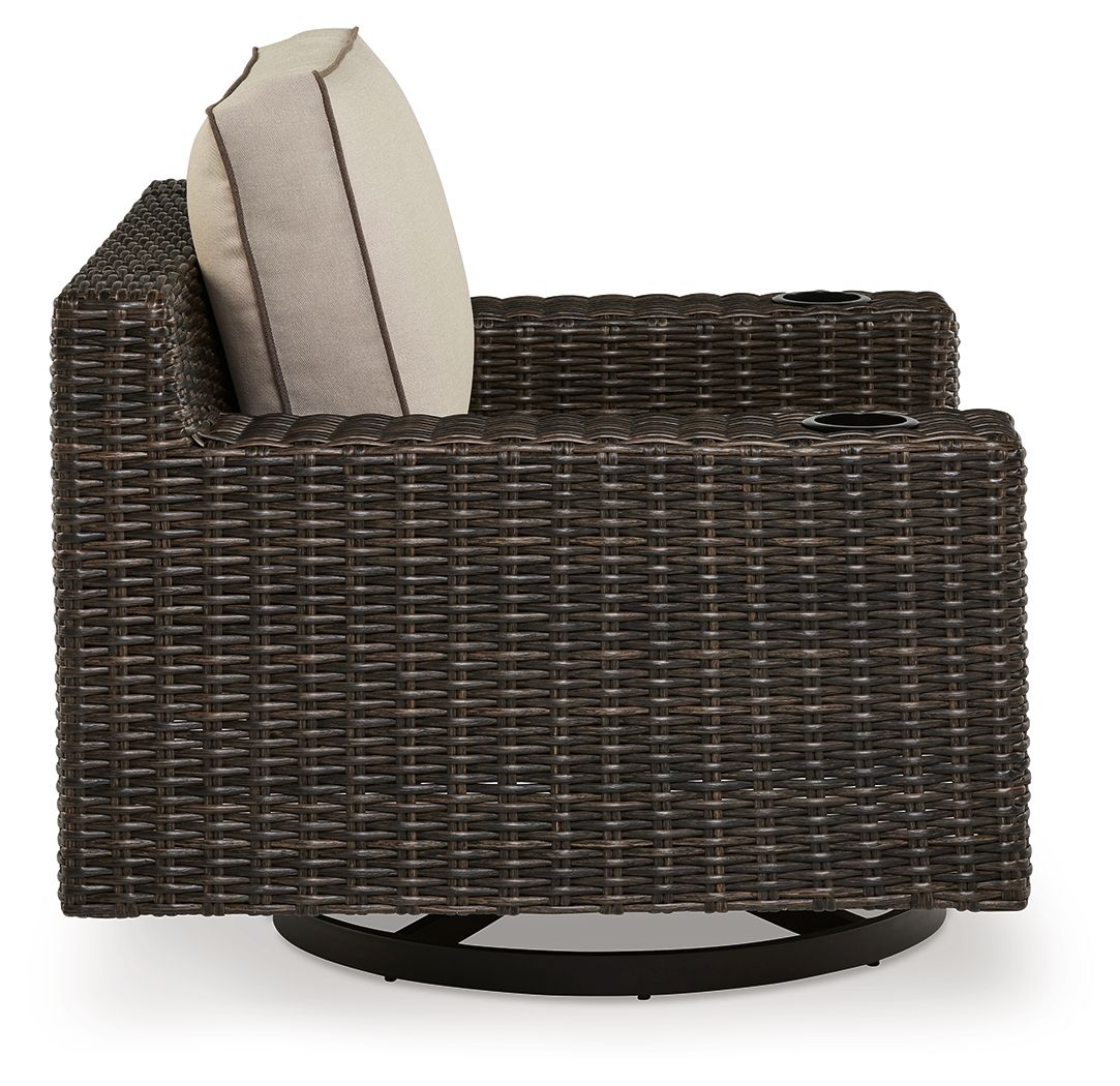 Signature Design by Ashley® Coastline Bay - Brown - Swivel Lounge W/ Cushion | Meri Furniture